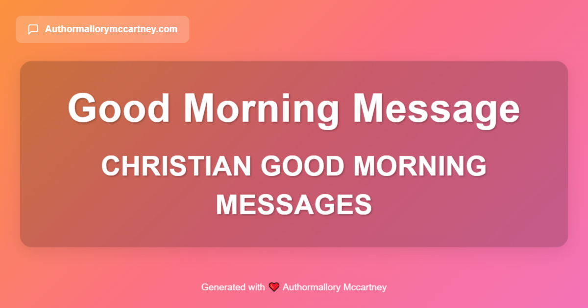 christian good morning messages