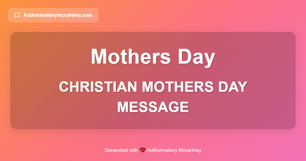 christian mothers day message