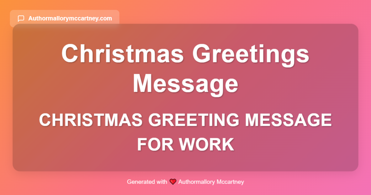 christmas greeting message for work