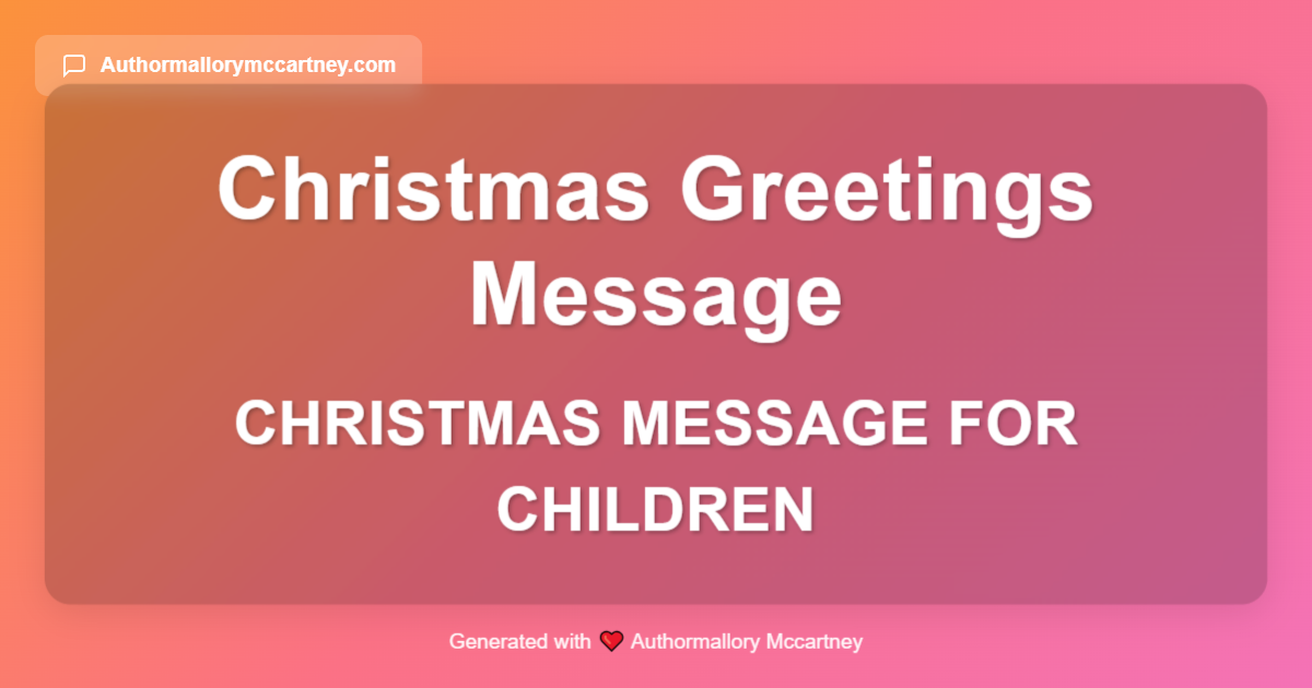 christmas message for children