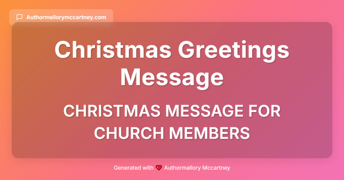 christmas message for church members