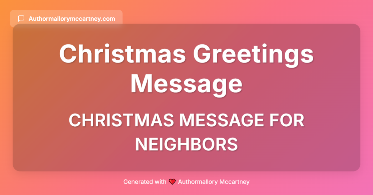 christmas message for neighbors