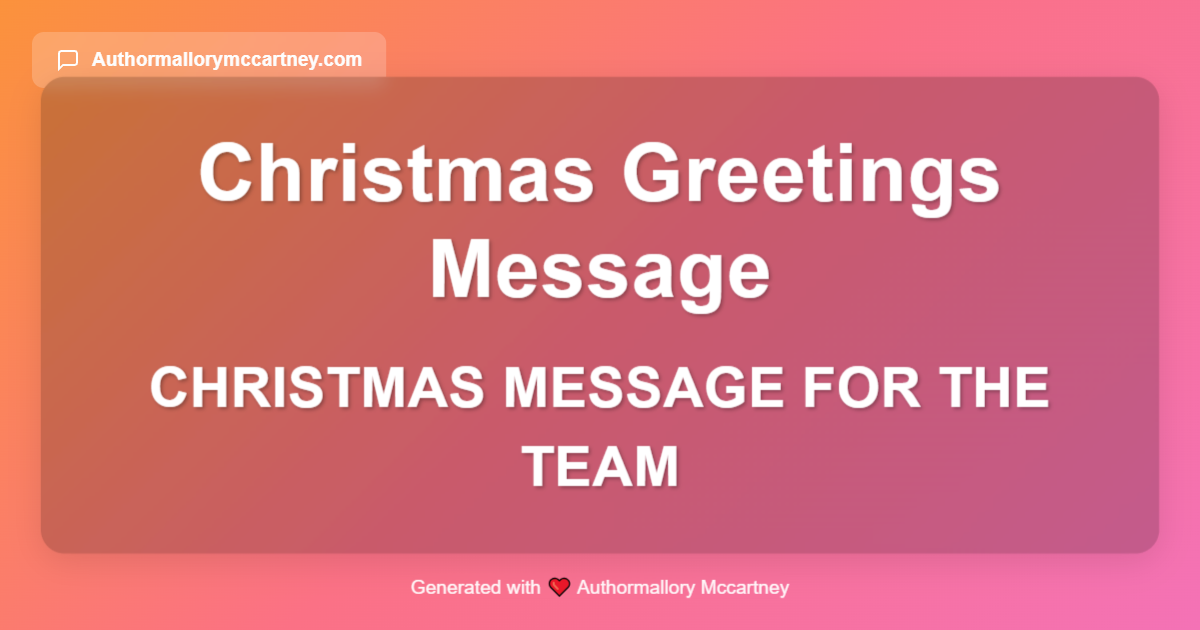 christmas message for the team