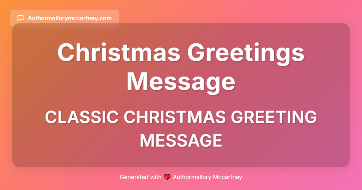 classic christmas greeting message