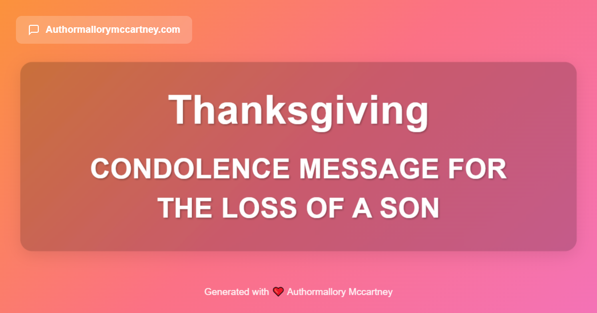 condolence message for the loss of a son