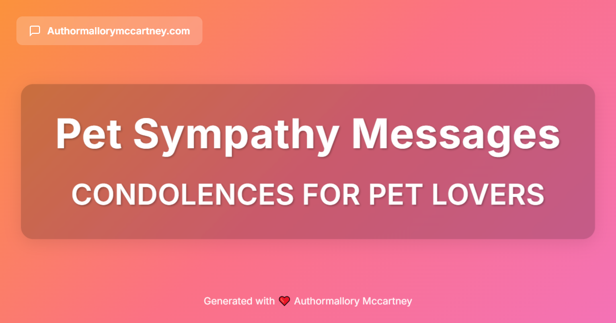 condolences for pet lovers