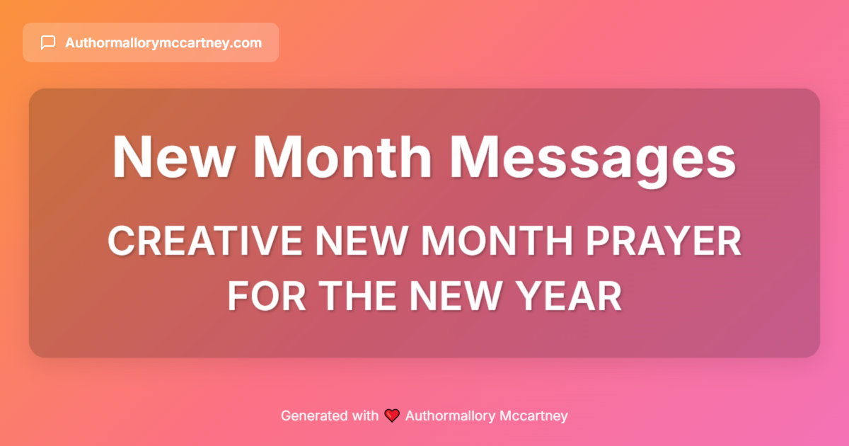 creative new month prayer for the new year