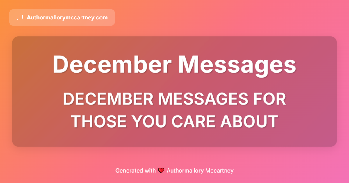 december messages for those you care about
