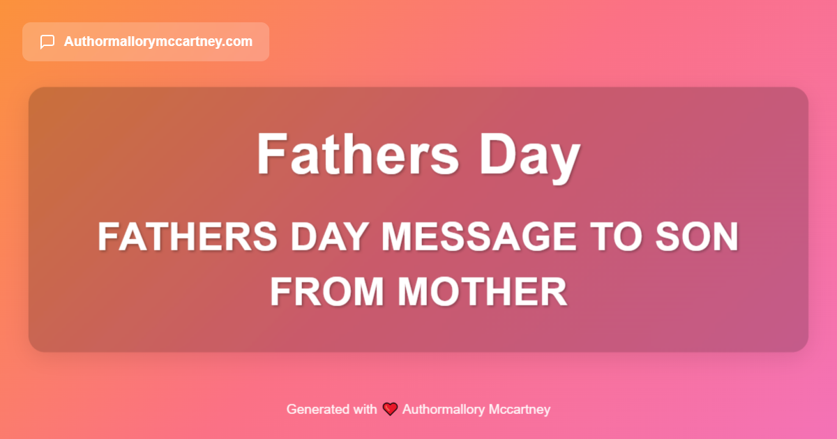 fathers day message to son from mother