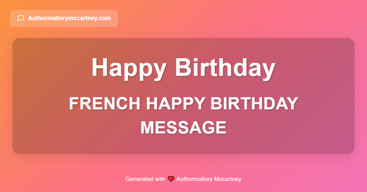 french happy birthday message