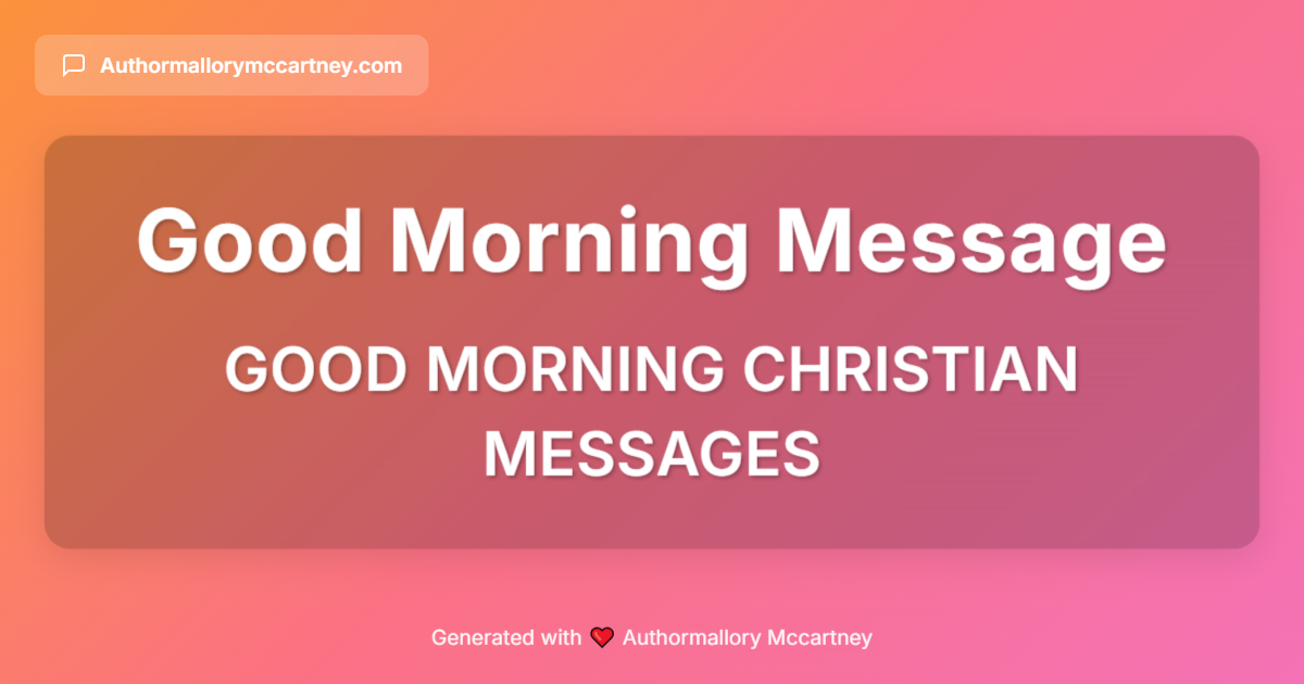 good morning christian messages