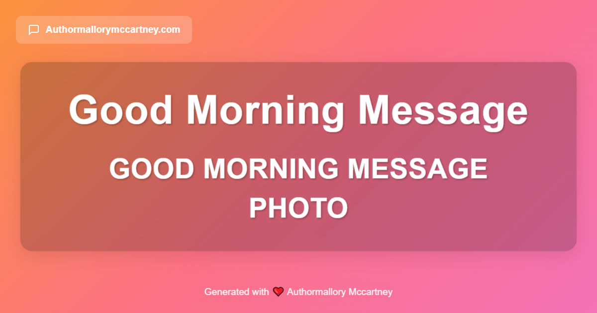 good morning message photo
