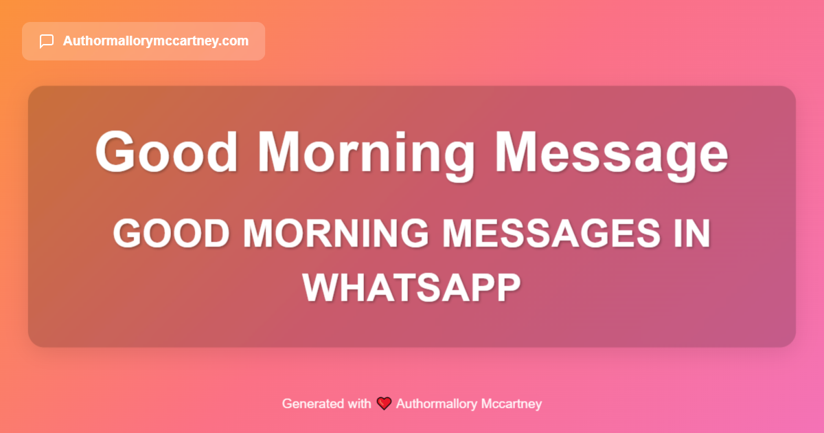 good morning messages in whatsapp