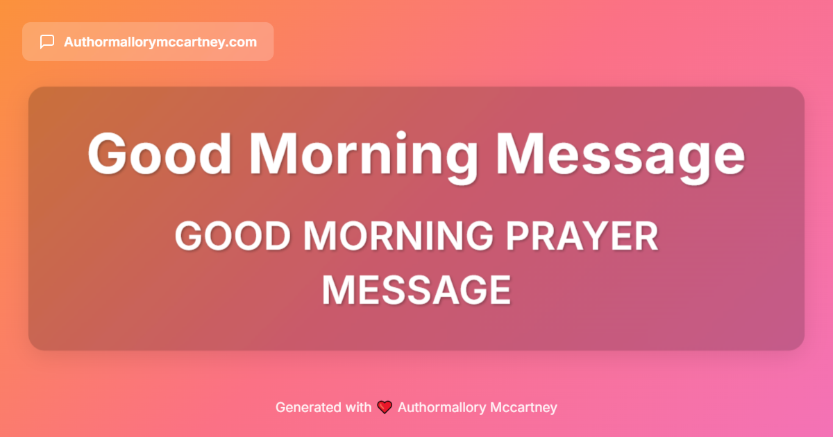 good morning prayer message