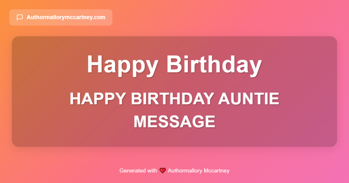 happy birthday auntie message