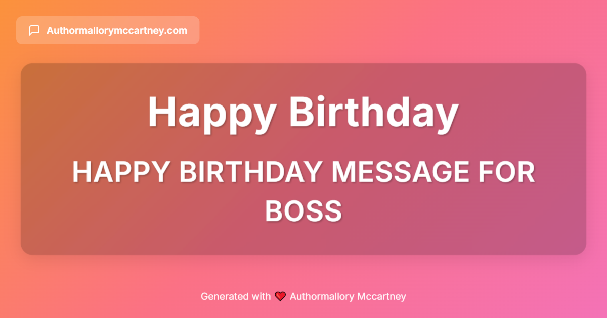 happy birthday message for boss