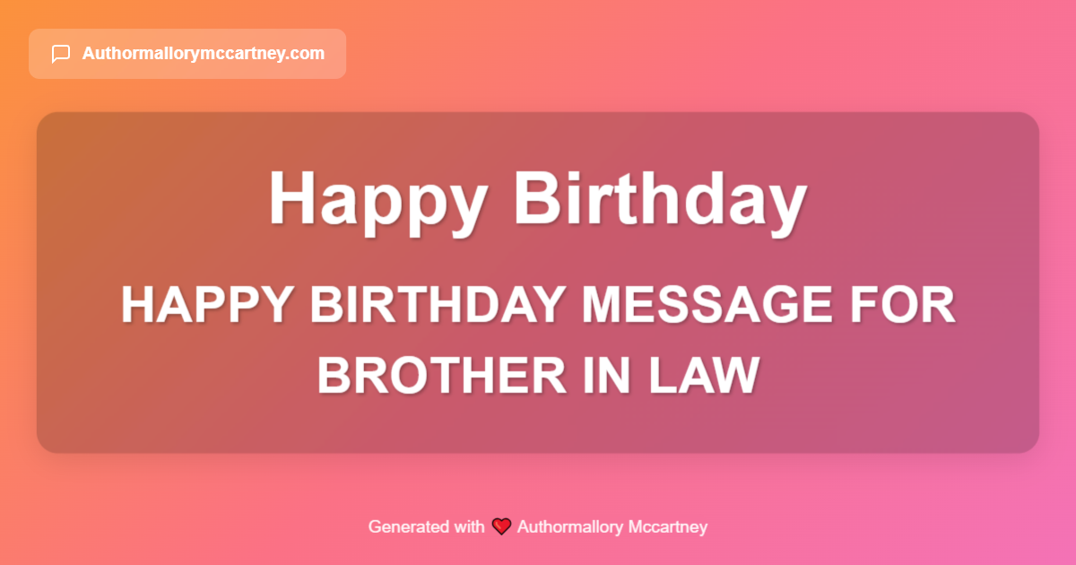 happy birthday message for brother in law