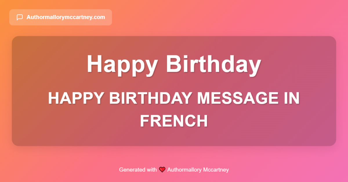happy birthday message in french