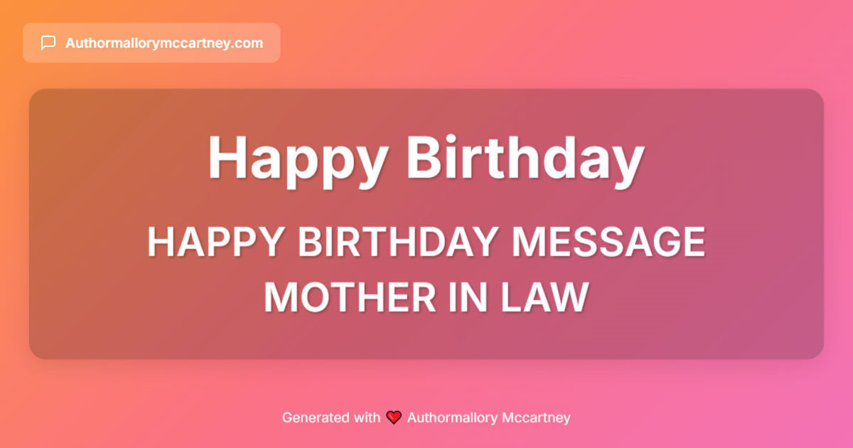 happy birthday message mother in law