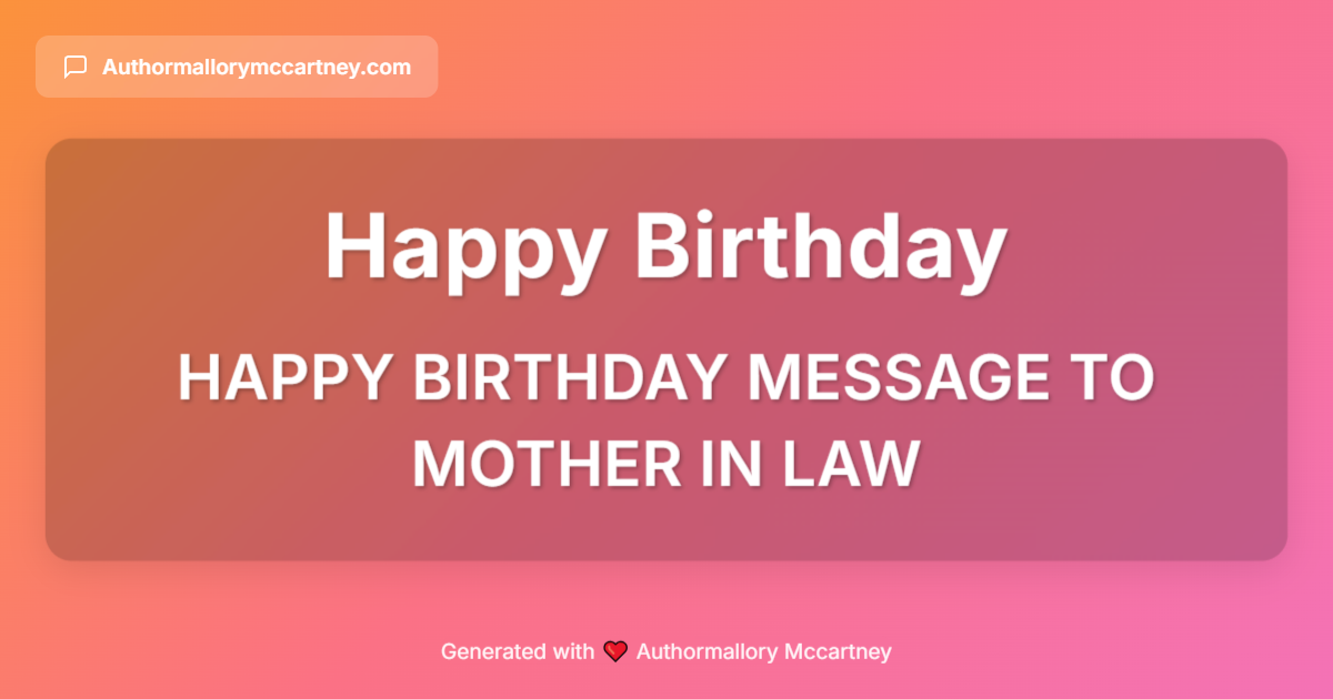 happy birthday message to mother in law