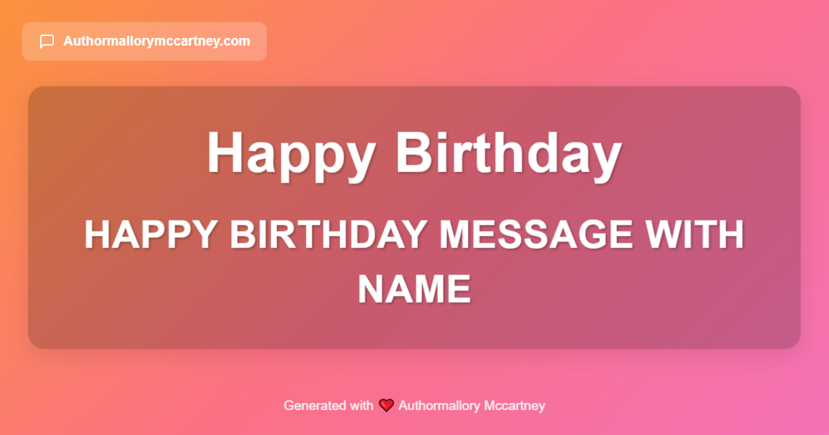 happy birthday message with name