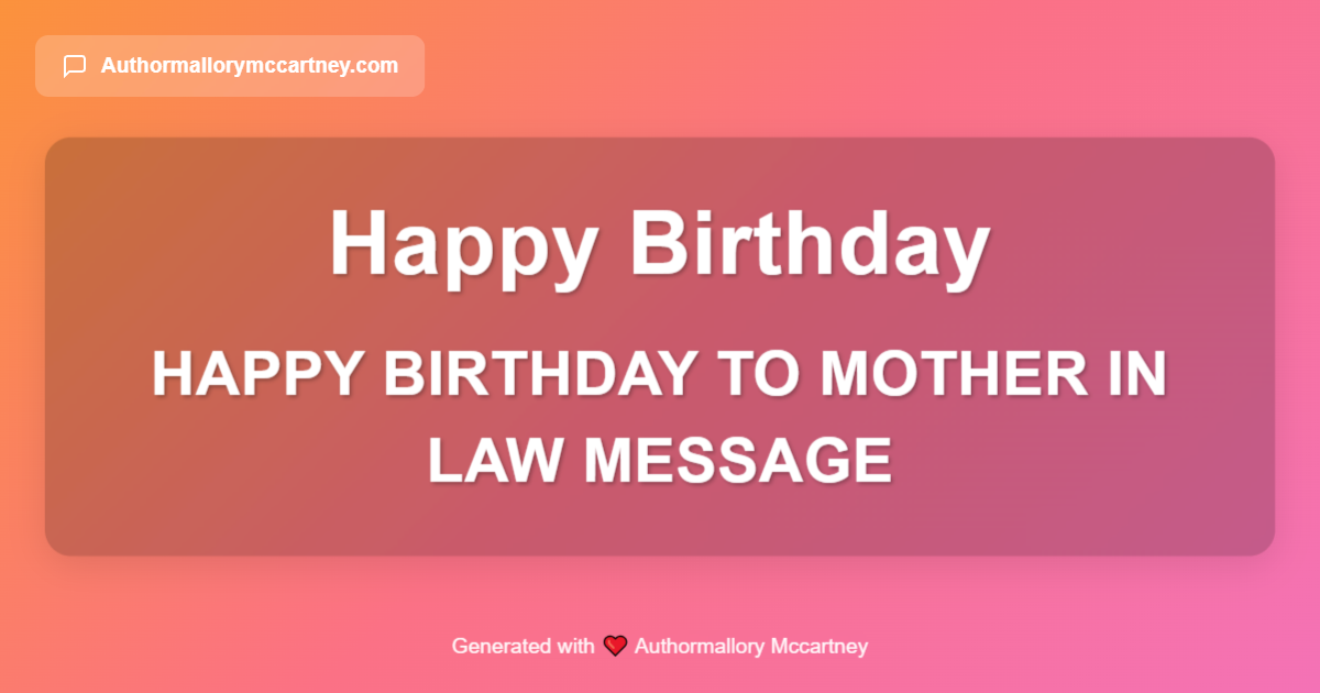 happy birthday to mother in law message