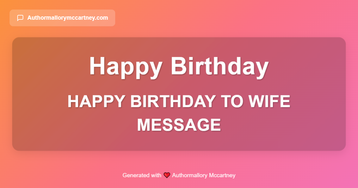 happy birthday to wife message