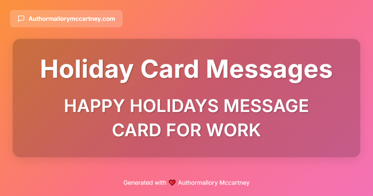 happy holidays message card for work