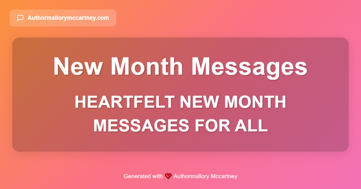 heartfelt new month messages for all