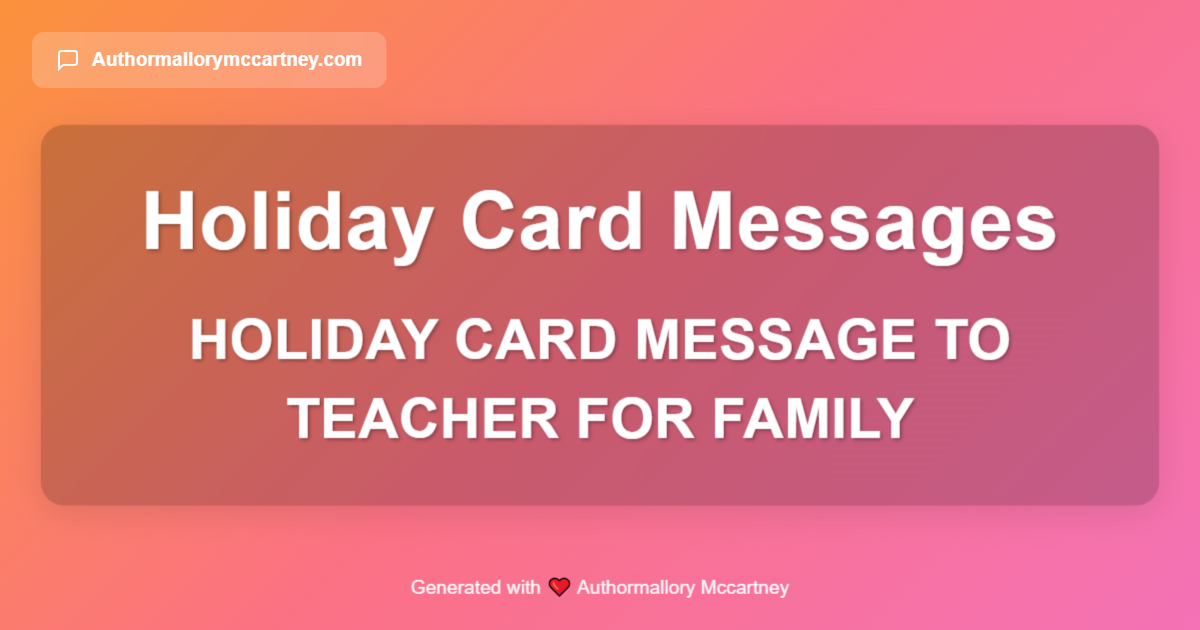 holiday card message to teacher for family