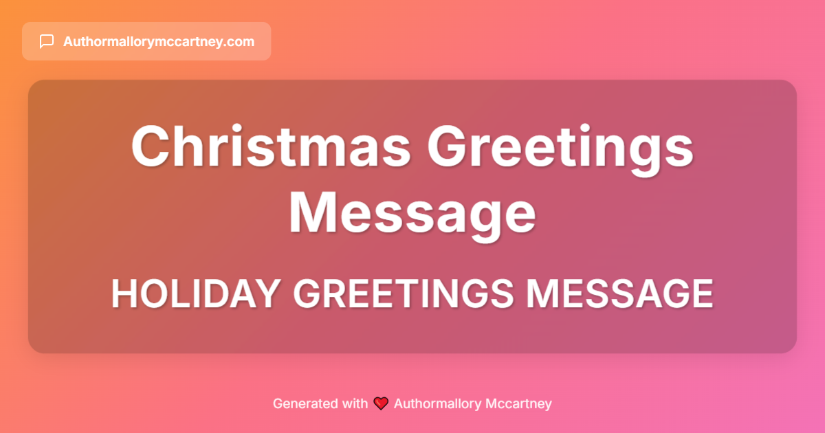 holiday greetings message