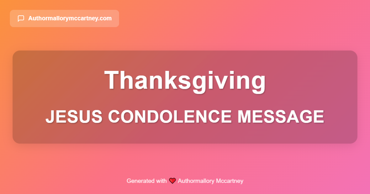 jesus condolence message