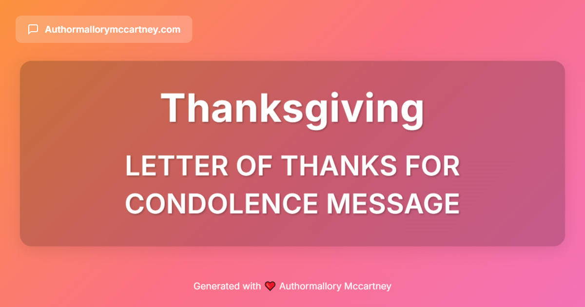 letter of thanks for condolence message