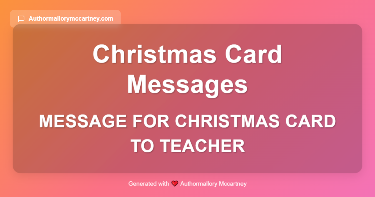 message for christmas card to teacher