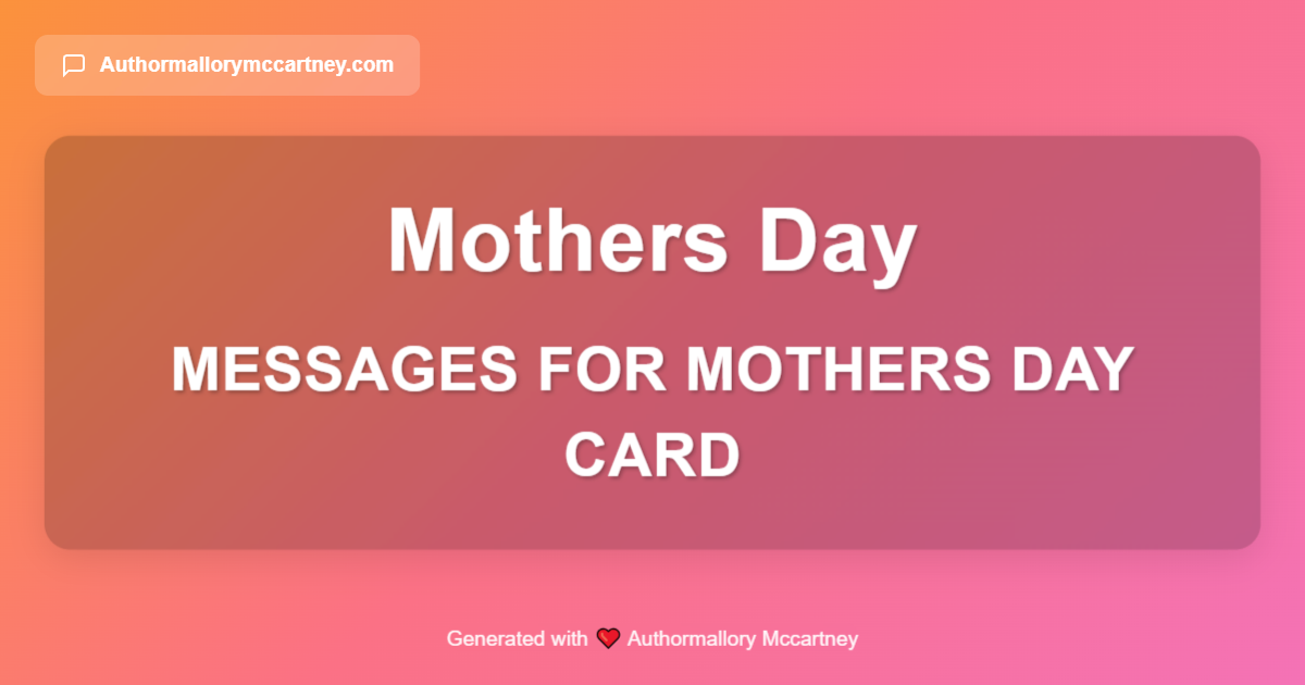 messages for mothers day card