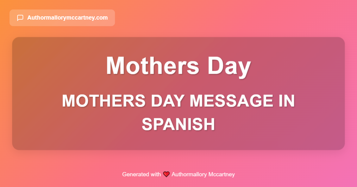 mothers day message in spanish