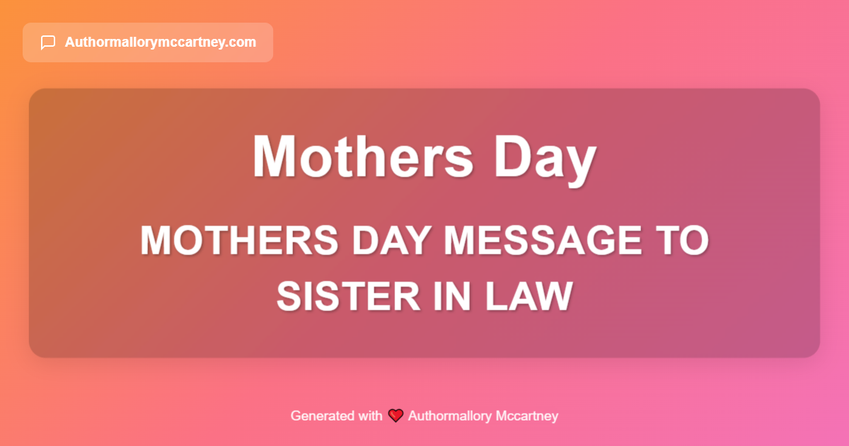 mothers day message to sister in law