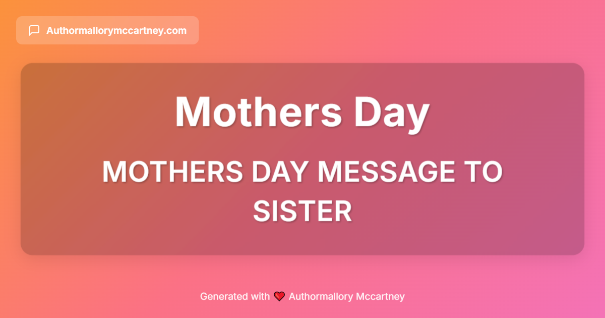 mothers day message to sister