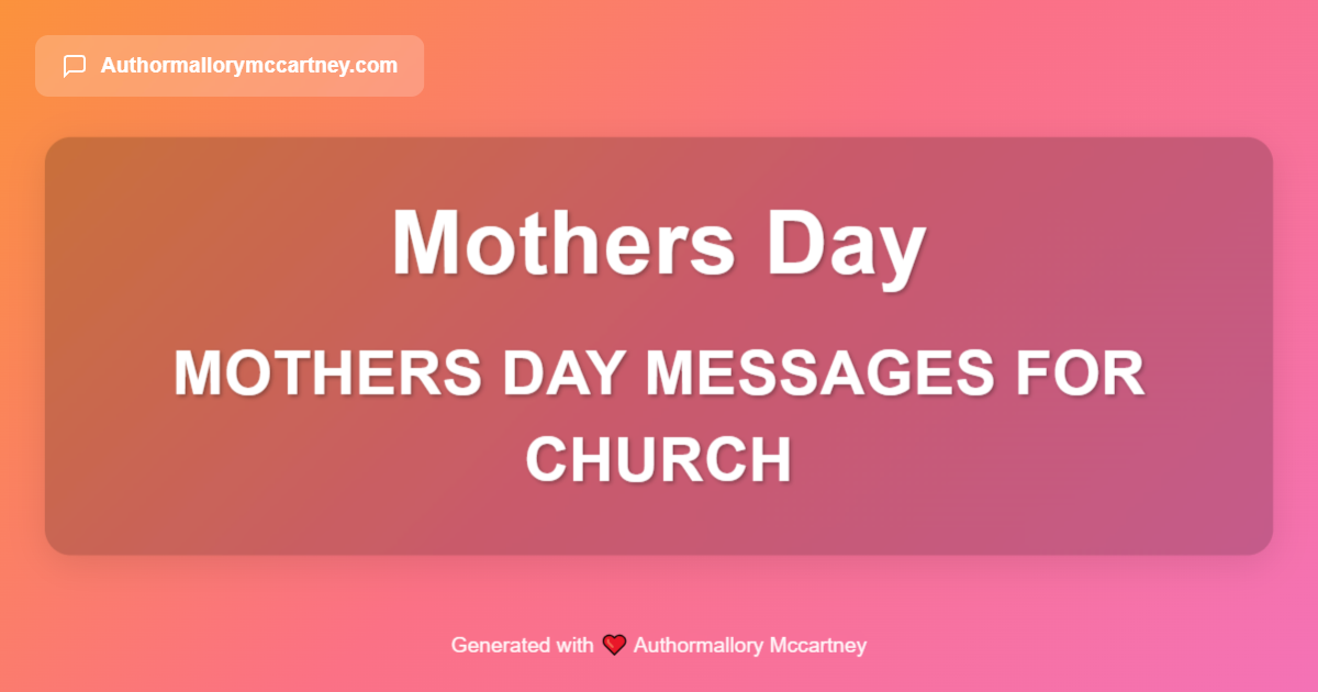 mothers day messages for church