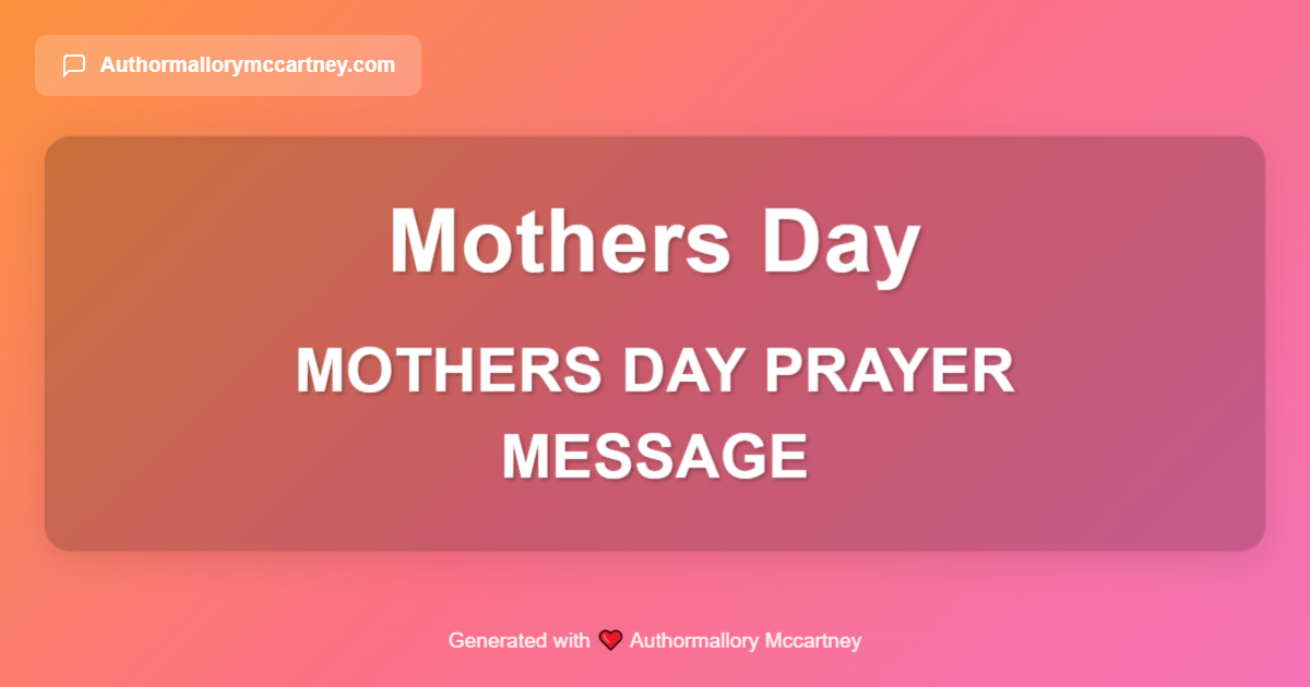 mothers day prayer message