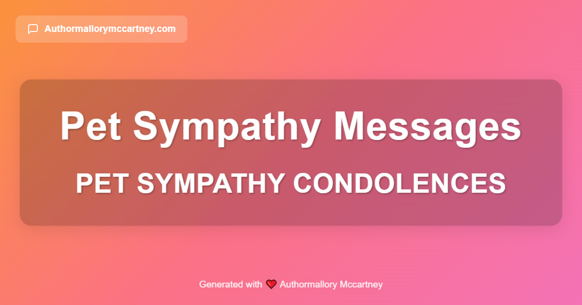 pet sympathy condolences