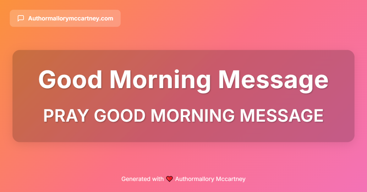 pray good morning message