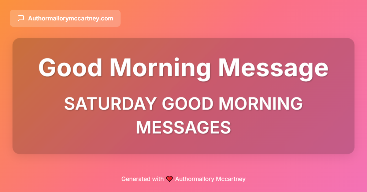 saturday good morning messages