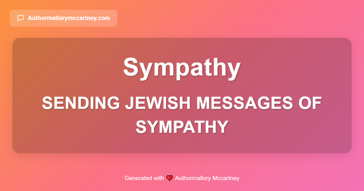 sending jewish messages of sympathy