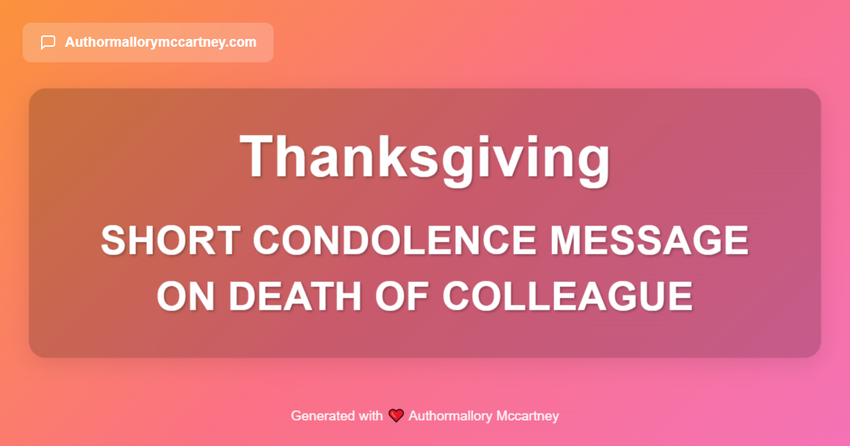 short condolence message on death of colleague