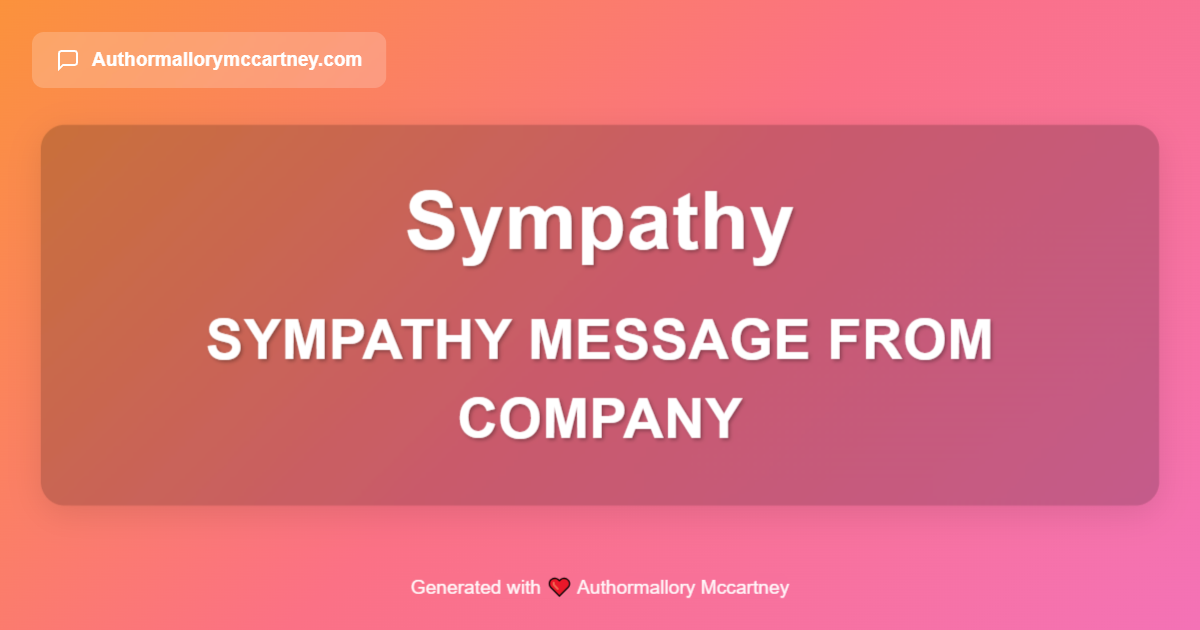 sympathy message from company