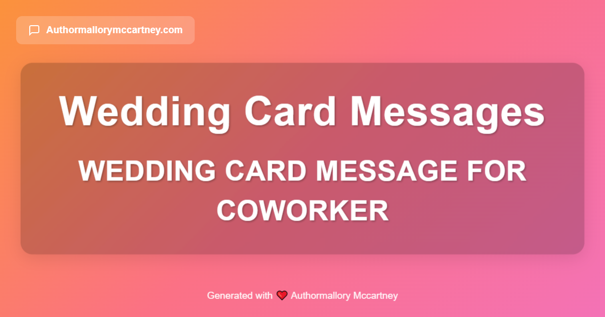 wedding card message for coworker